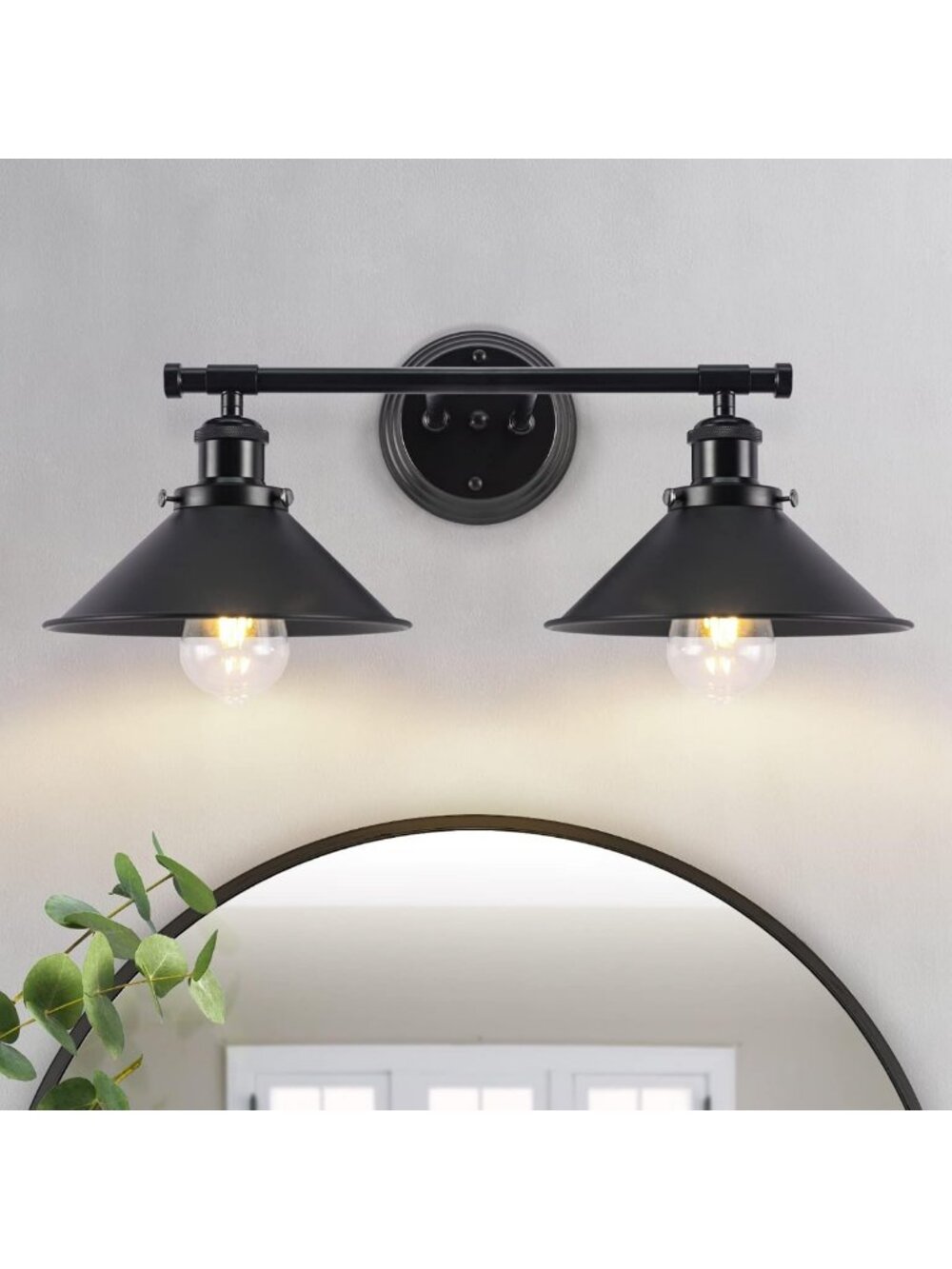 Stylish Black 2-Light Farmhouse Vanity Light Fixture for Modern Bathroom Decor